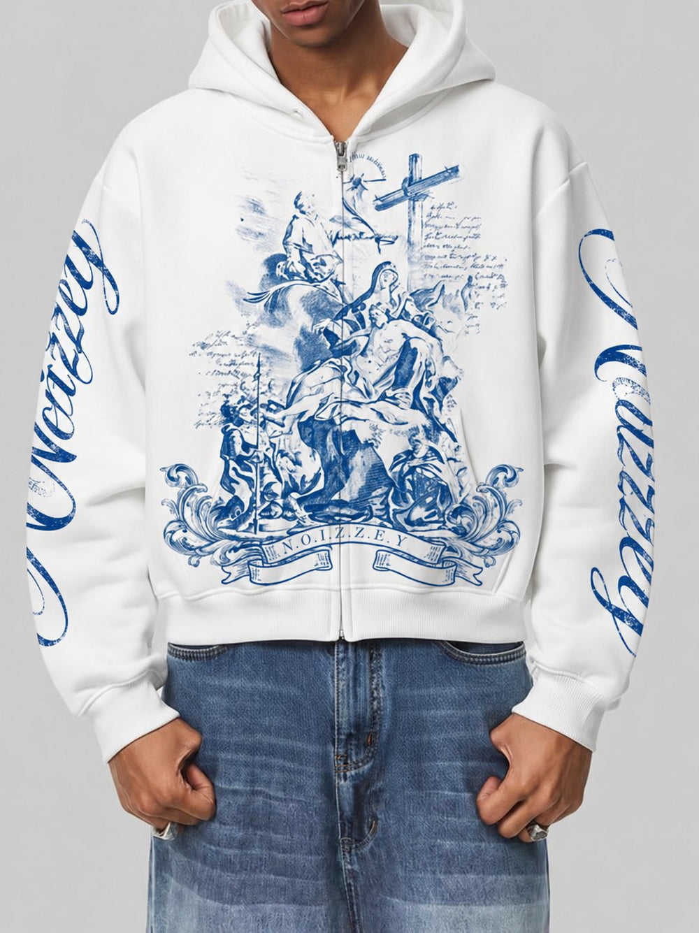 Divine Grace Siyah Unisex Fermuarlı Sweatshirt