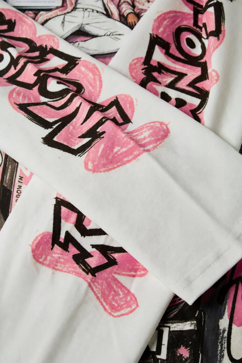Pink Hoonigan Graffiti Beyaz Unisex Uzun Kollu Tişört