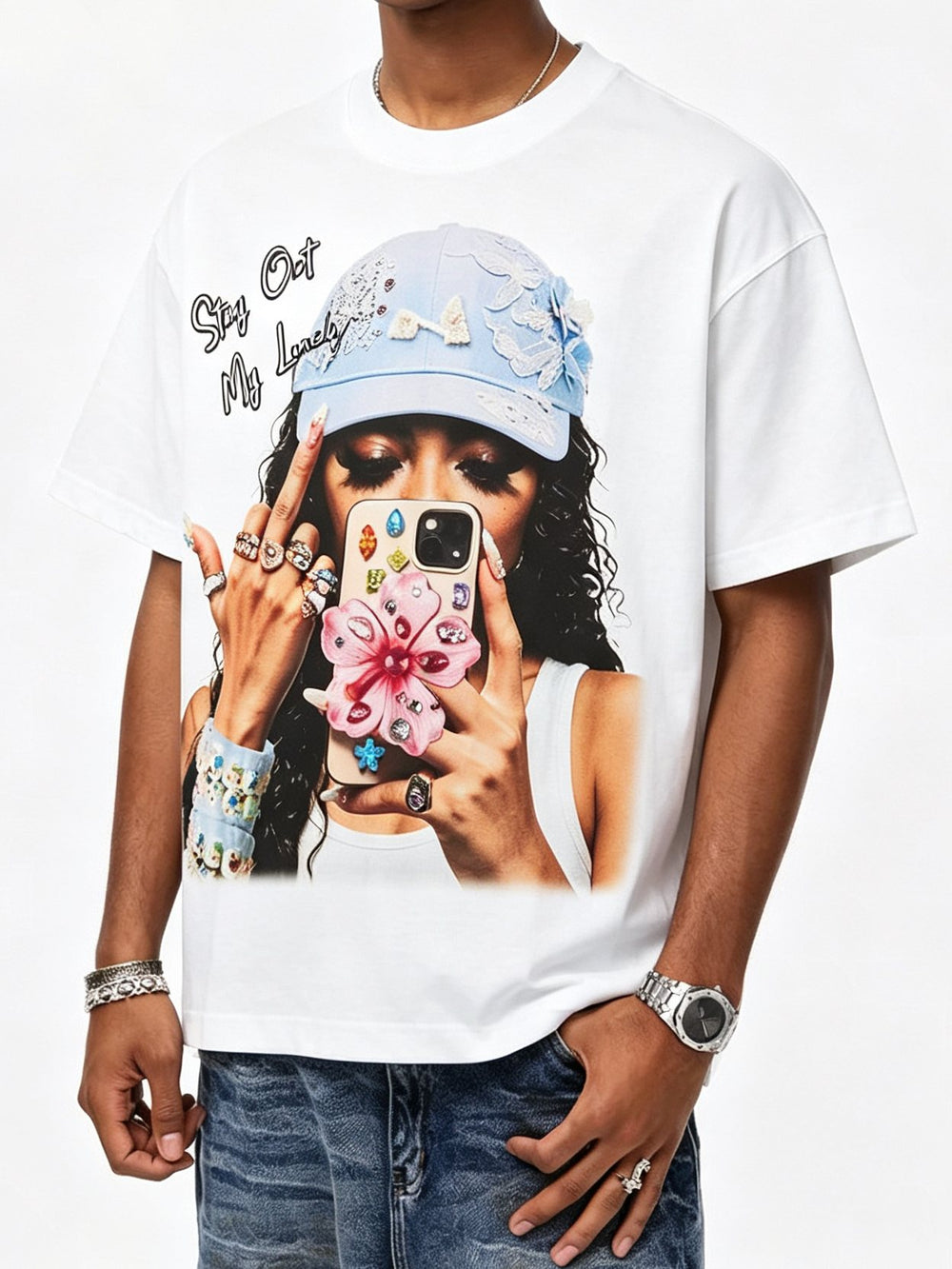 Dantel Şapkalı Çocuk Beyaz Unisex Tişört