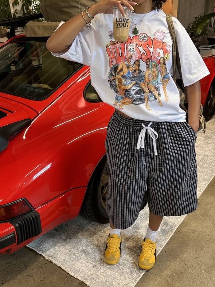 Grafiti Spor Araba Beyaz Unisex Tişört
