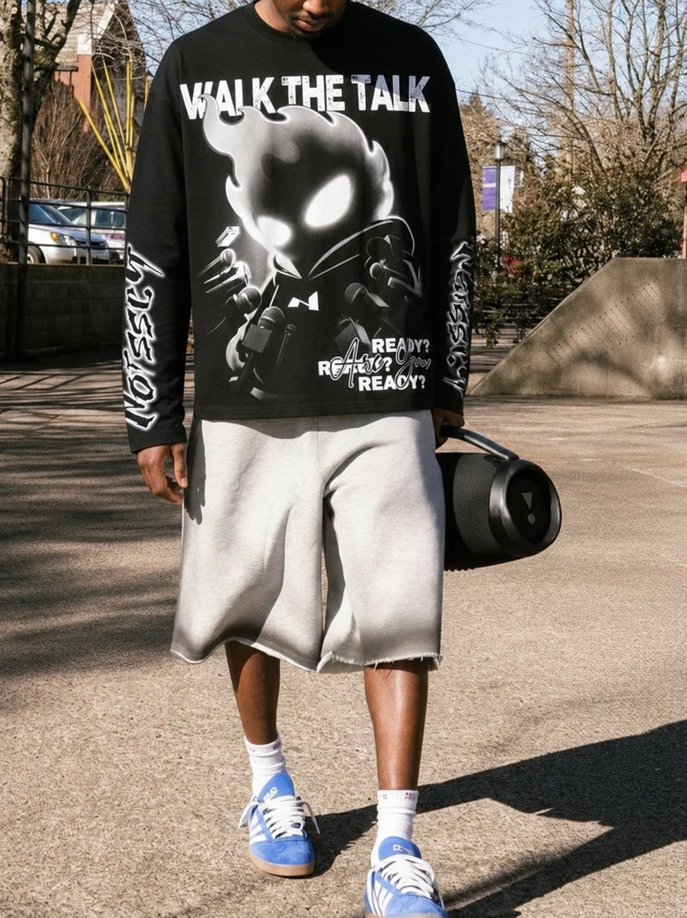 WALK THE TALK Siyah Unisex Uzun Kollu Tişört