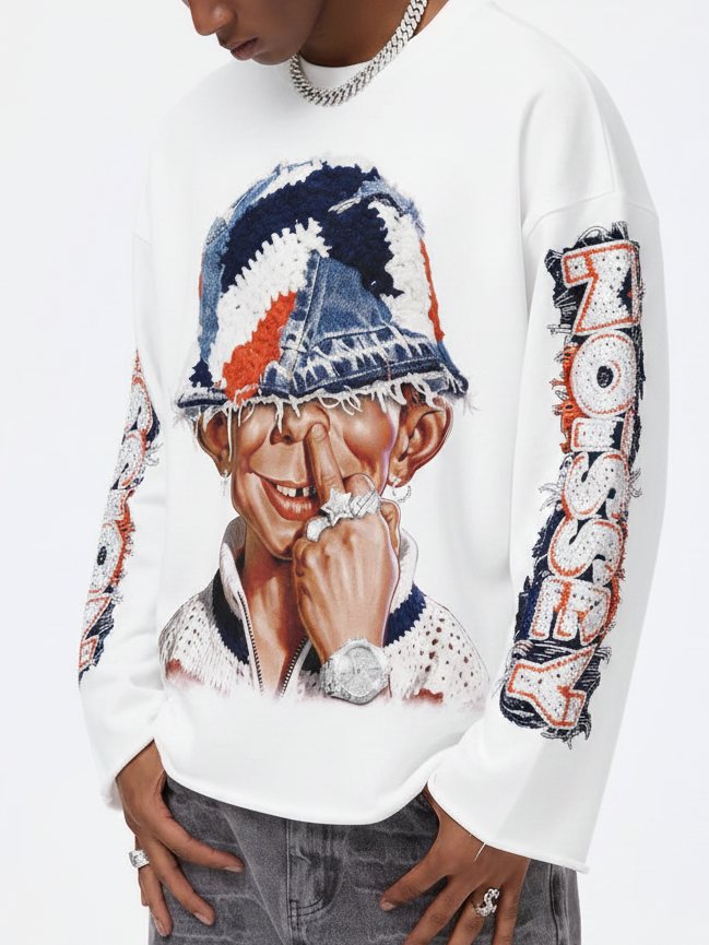 Bad Boy Beyaz Unisex Uzun Kollu Tişört