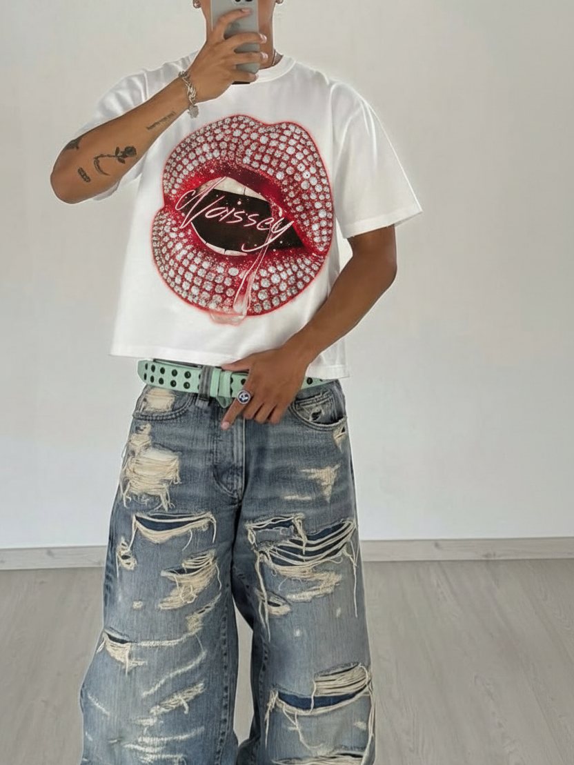 Pink Paved Lips Beyaz Unisex Tişört
