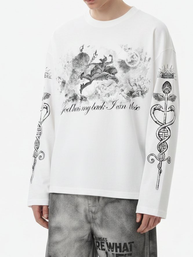 Divine Herald Beyaz Unisex Uzun Kollu Tişört