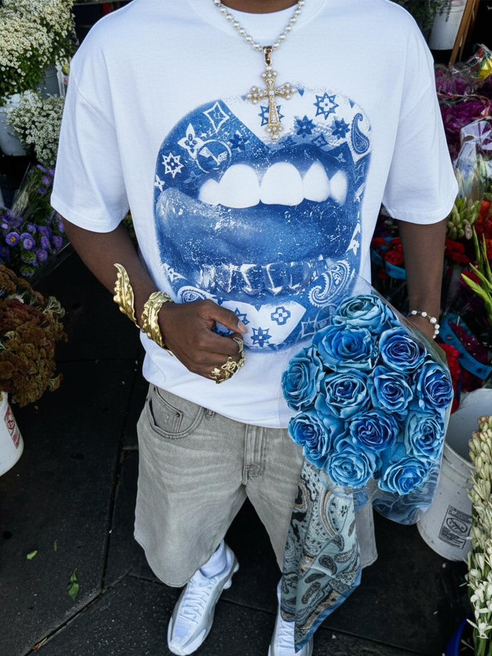 Mavi Bandana Grillz Unisex Tişört