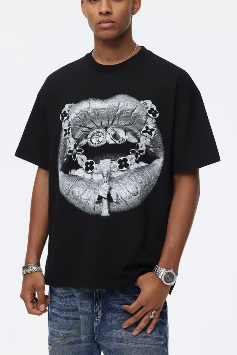 Retro Haç Dudak Beyaz Unisex Tişört