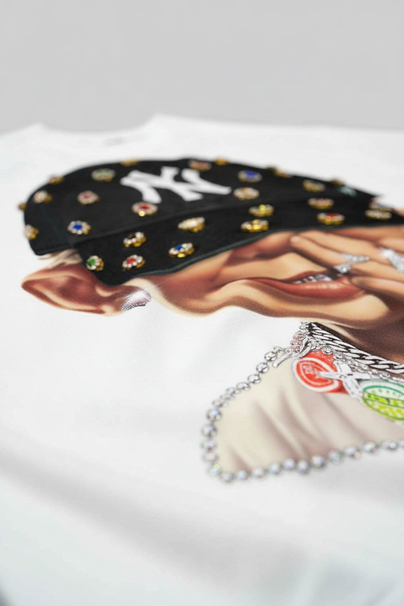 Modern Hip Hop Çocuk Kutu Kalıp Beyaz Unisex Tişört