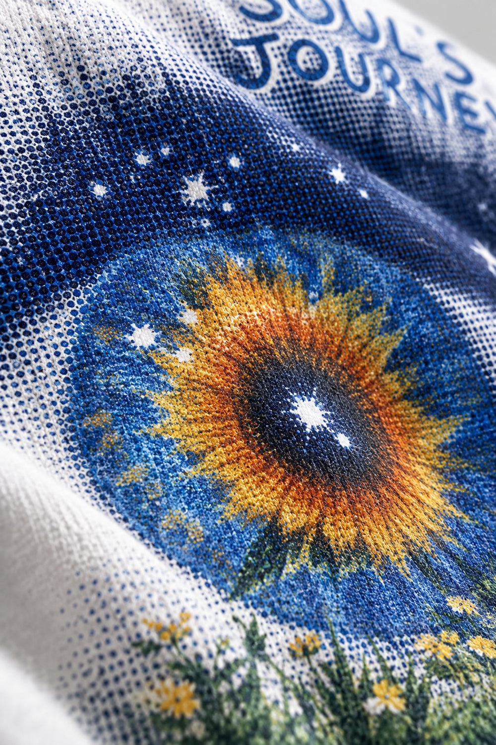 Soul’s Journey Mavi Göz Beyaz Fermuarlı Sweatshirt